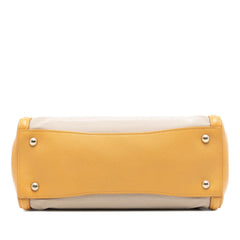 Prada Saffiano Cuir Trimmed Canapa Satchel