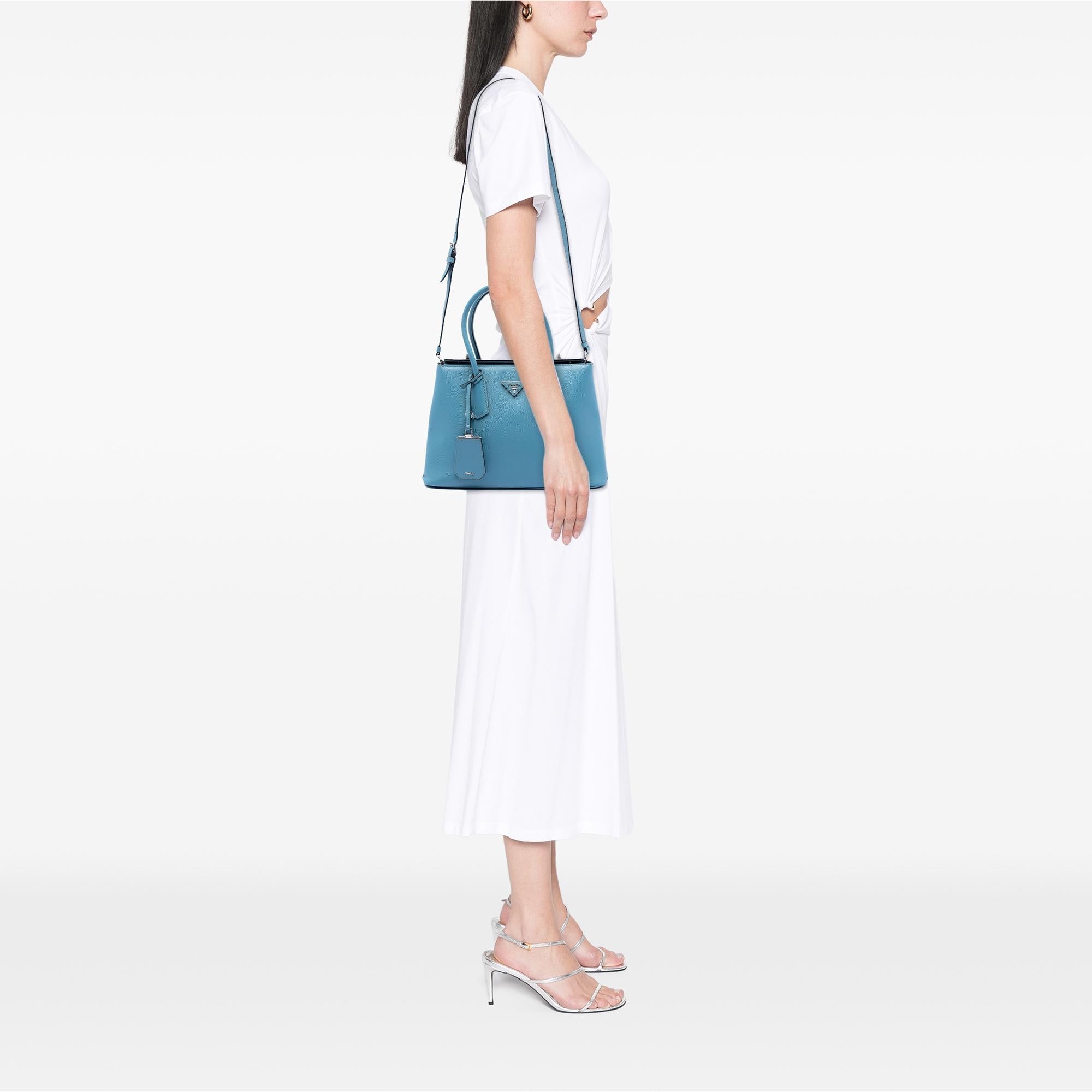 Prada Saffiano Cuir Turnlock Twin Satchel