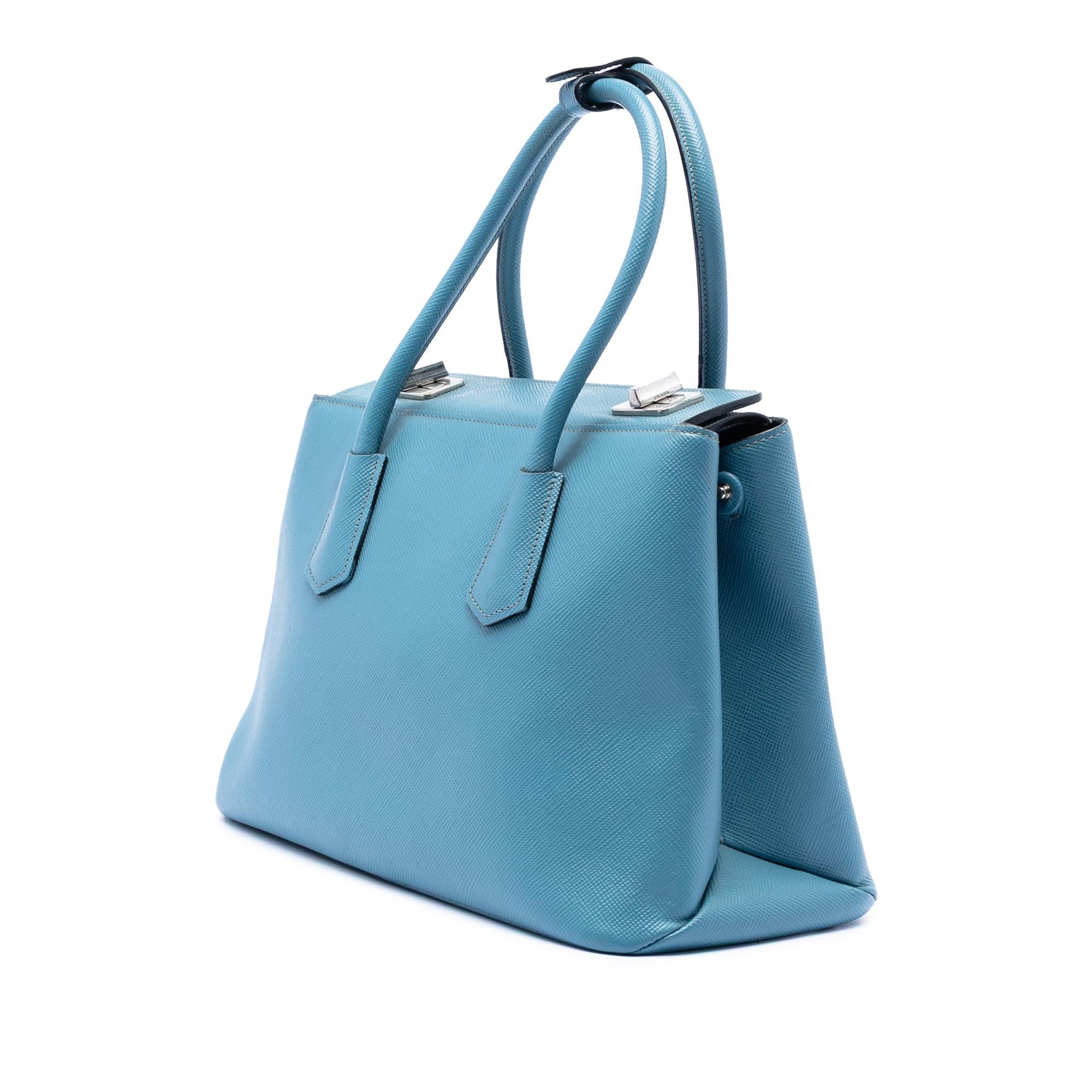 Prada Saffiano Cuir Turnlock Twin Satchel