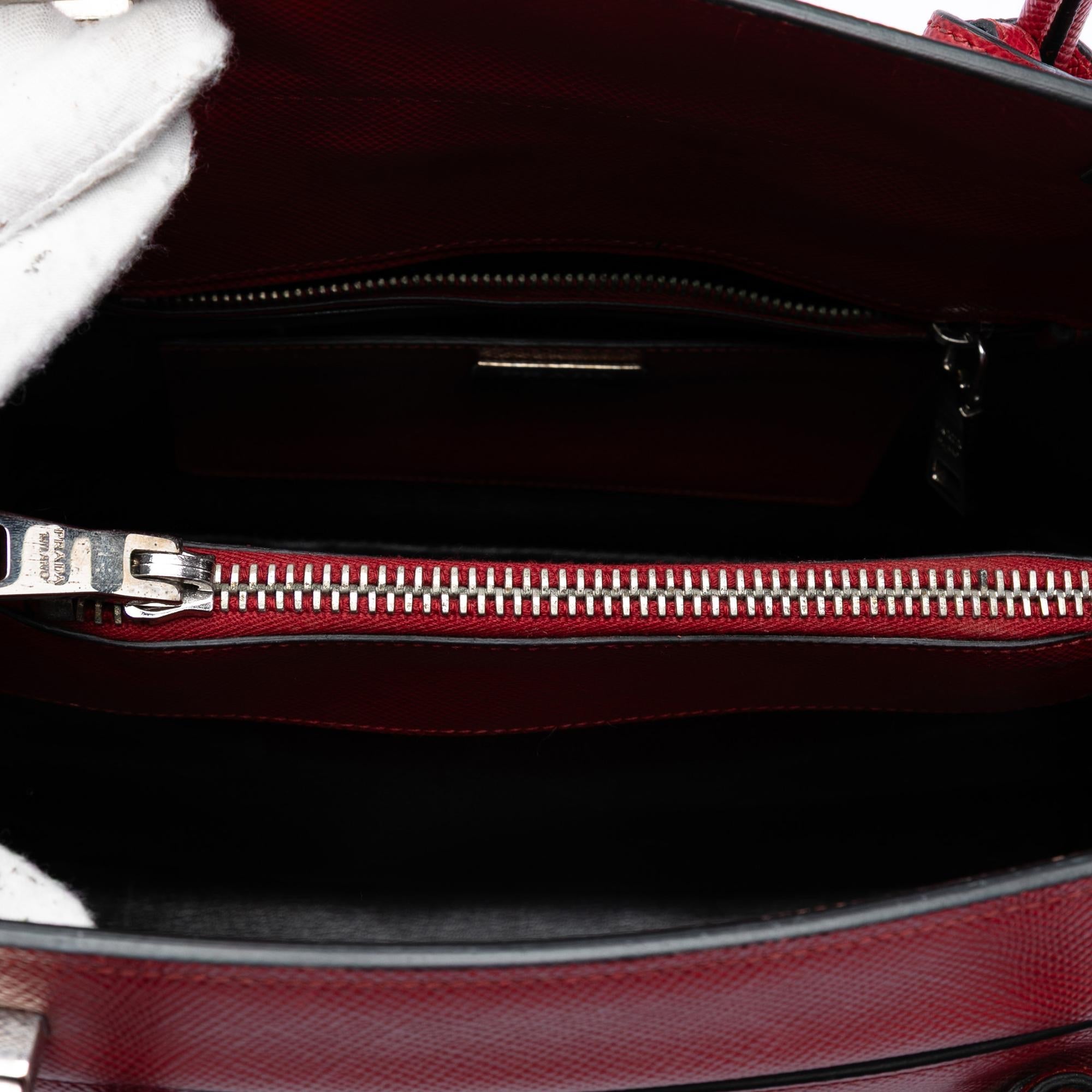 Prada Saffiano Cuir Turnlock Twin Satchel