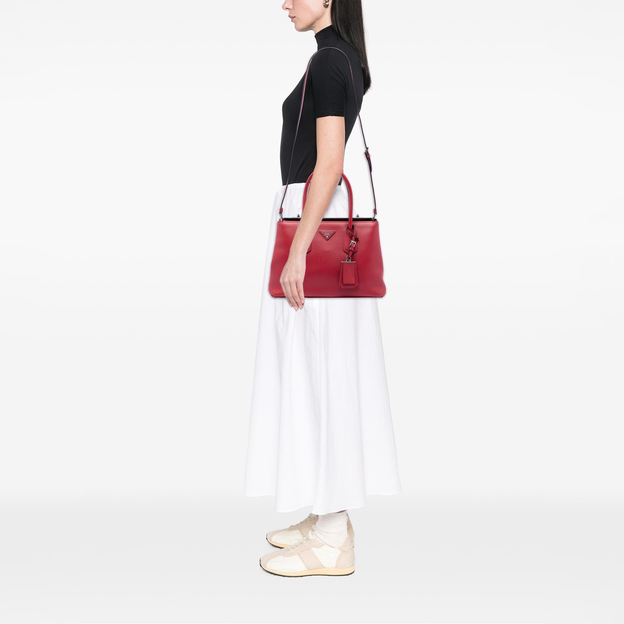 Prada Saffiano Cuir Turnlock Twin Satchel
