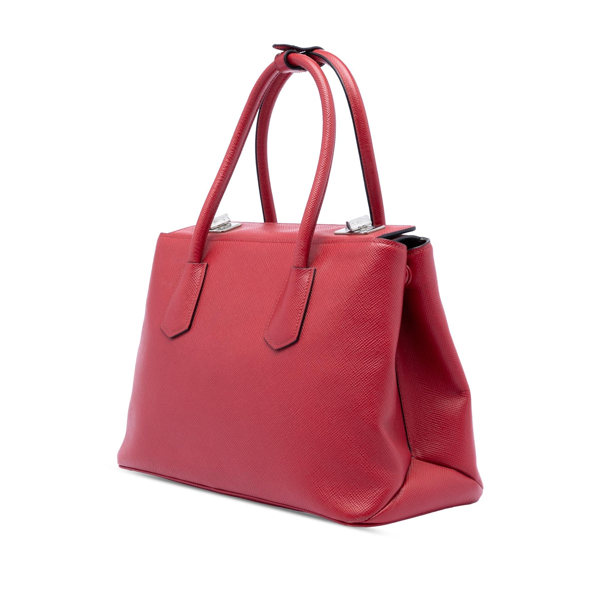 Prada Saffiano Cuir Turnlock Twin Satchel