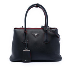 Prada Saffiano Cuir Turnlock Twin Satchel