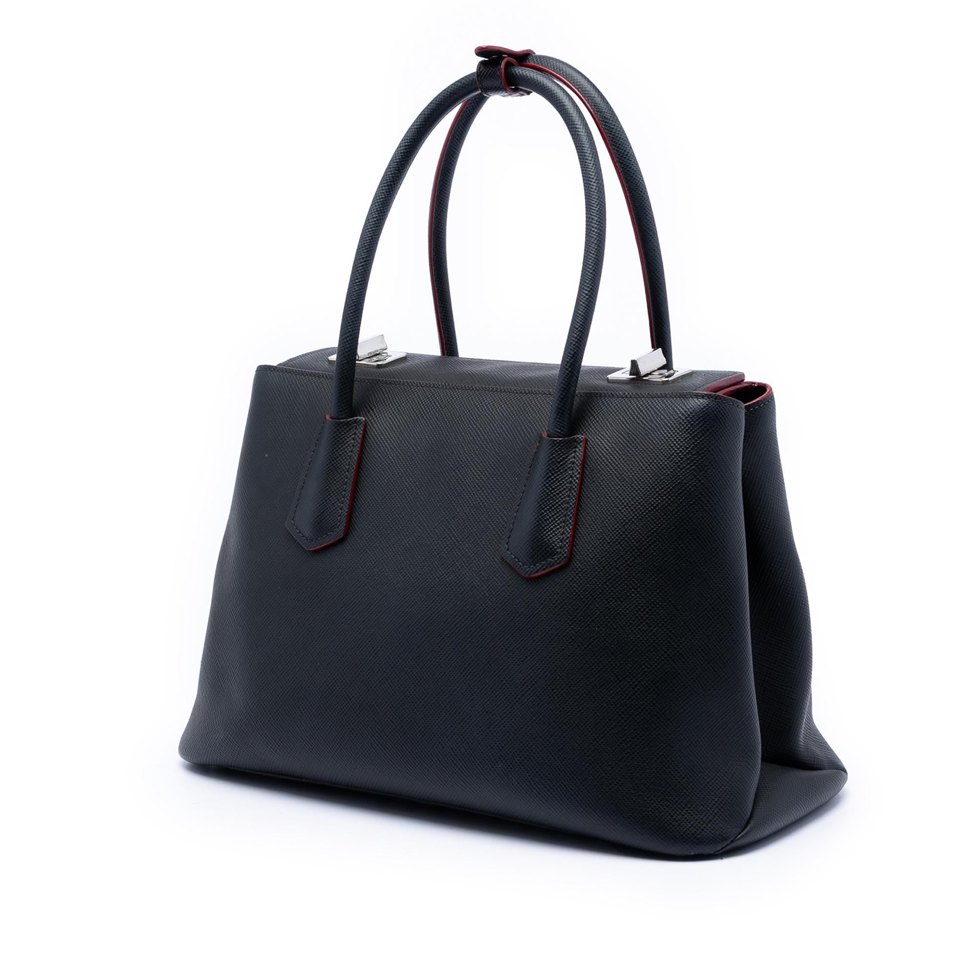 Prada Saffiano Cuir Turnlock Twin Satchel