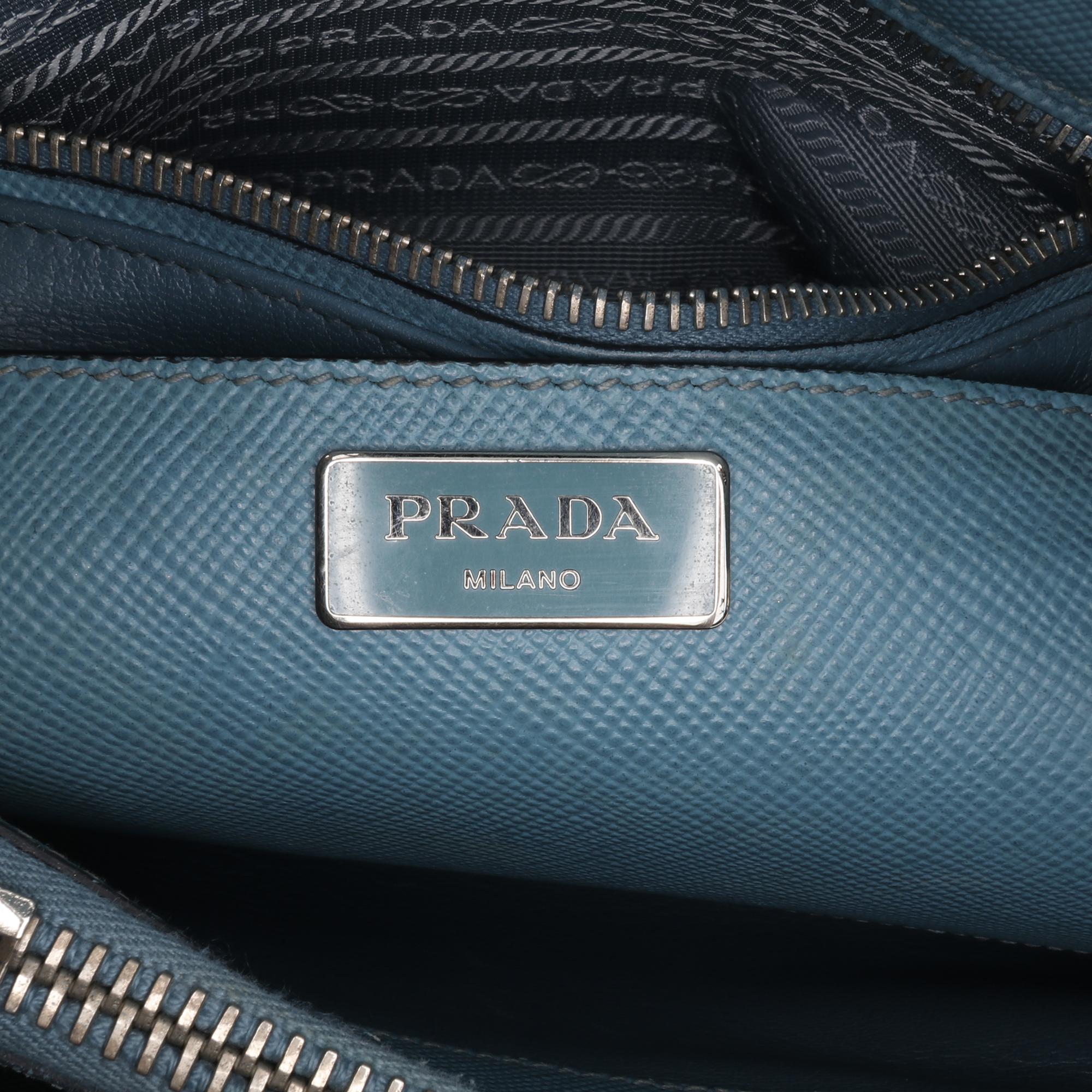 Prada Saffiano Cuir Turnlock Twin Satchel