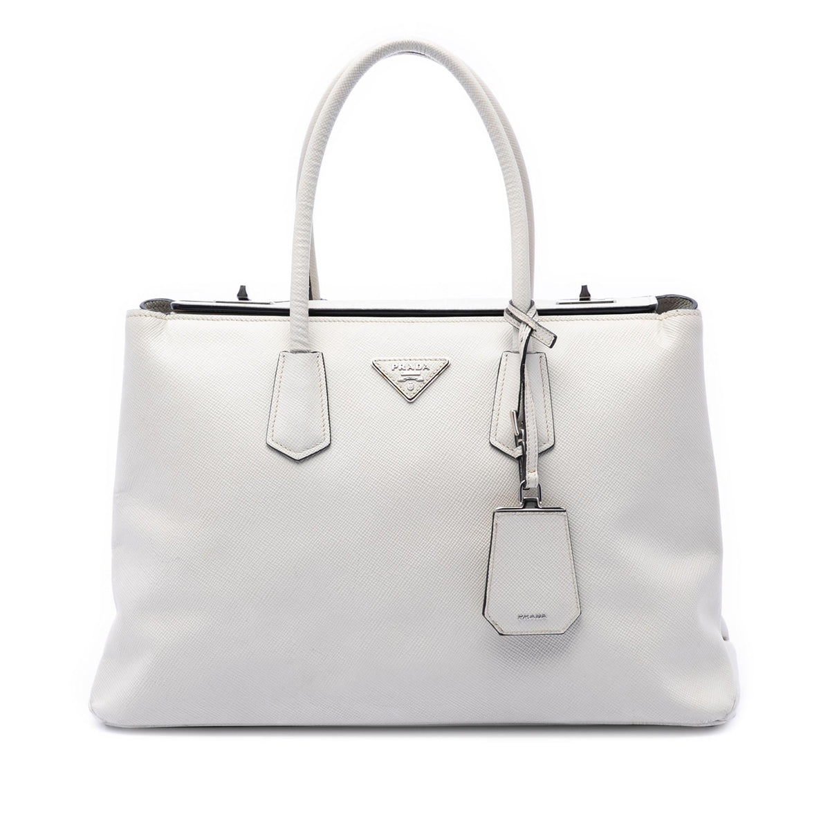 Prada Saffiano Cuir Turnlock Twin Satchel