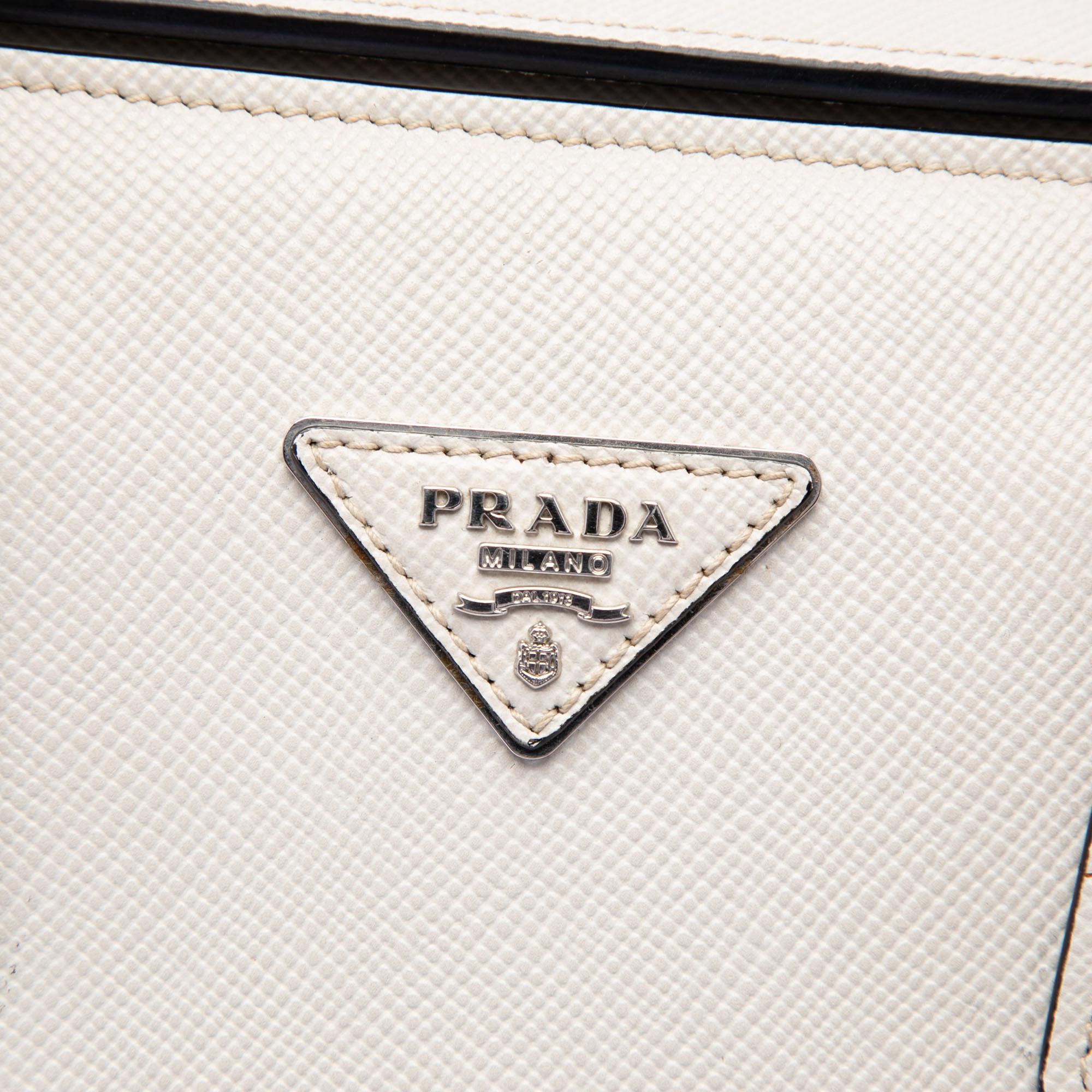 Prada Saffiano Cuir Turnlock Twin Satchel