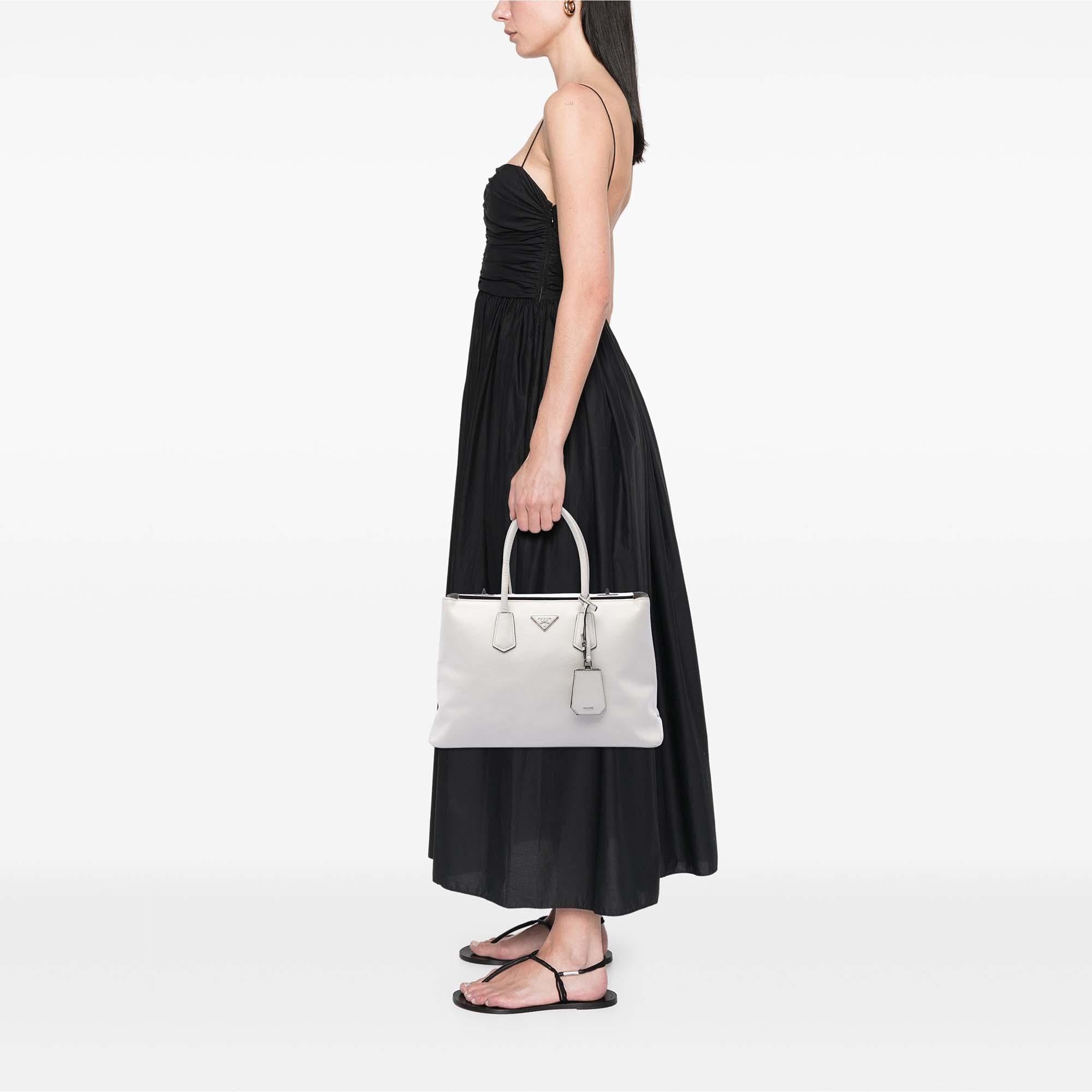 Prada Saffiano Cuir Turnlock Twin Satchel