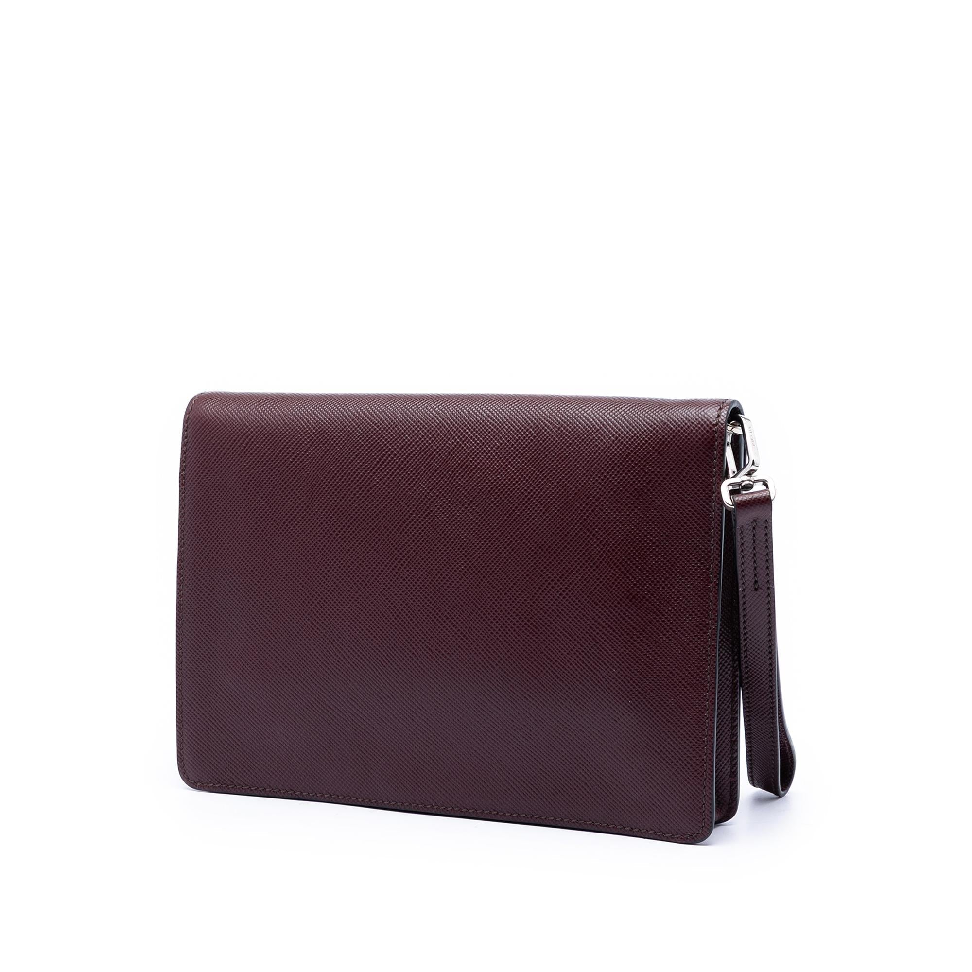 Prada Saffiano Double Lock Convertible Clutch