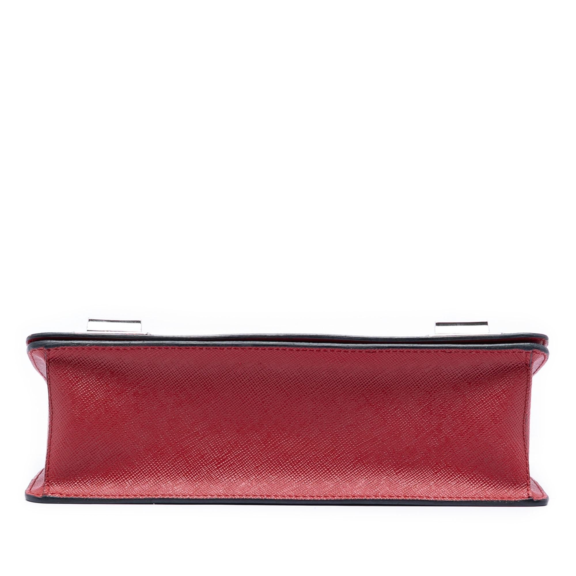 Prada Saffiano Double Turn Lock Top Handle Bag