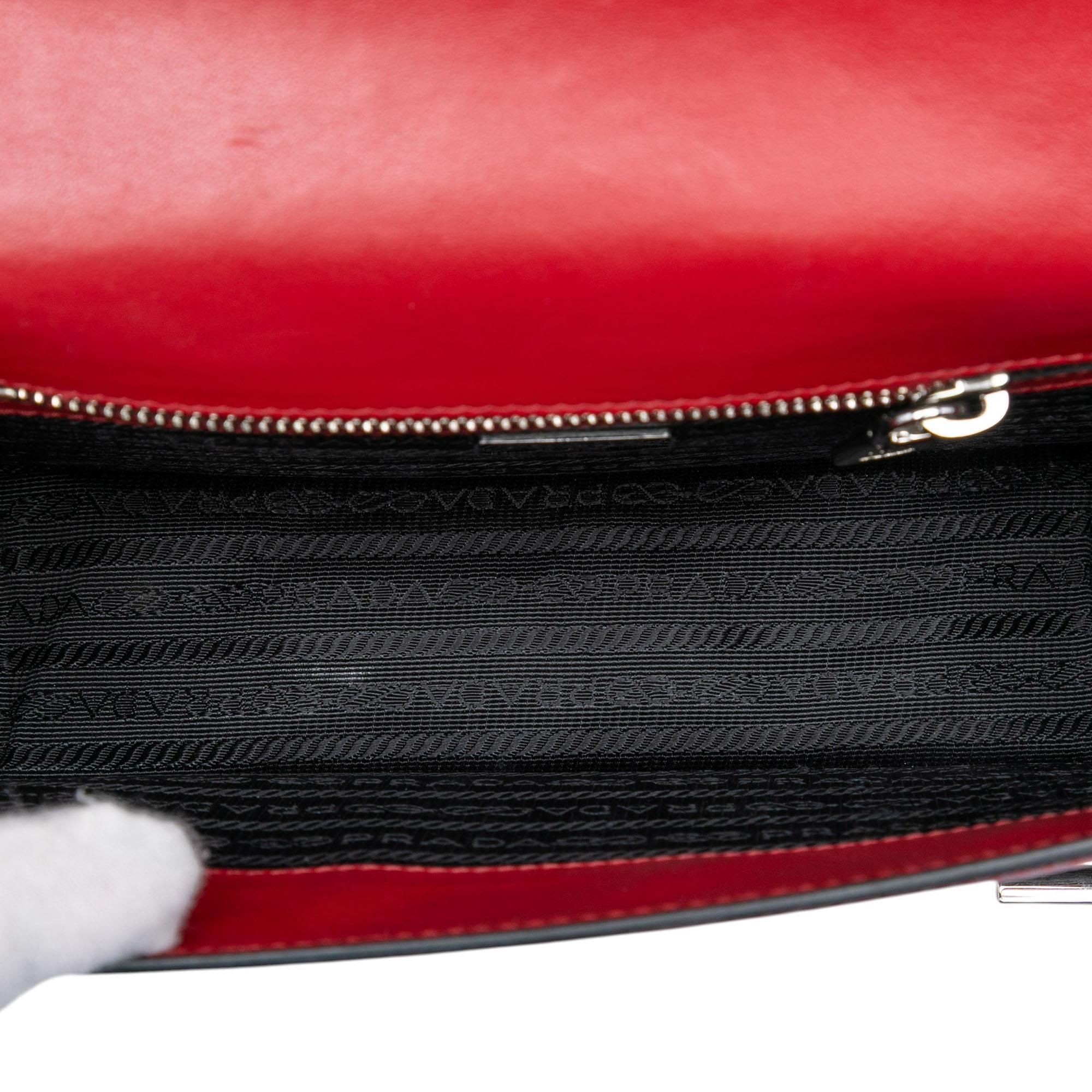 Prada Saffiano Double Turn Lock Top Handle Bag