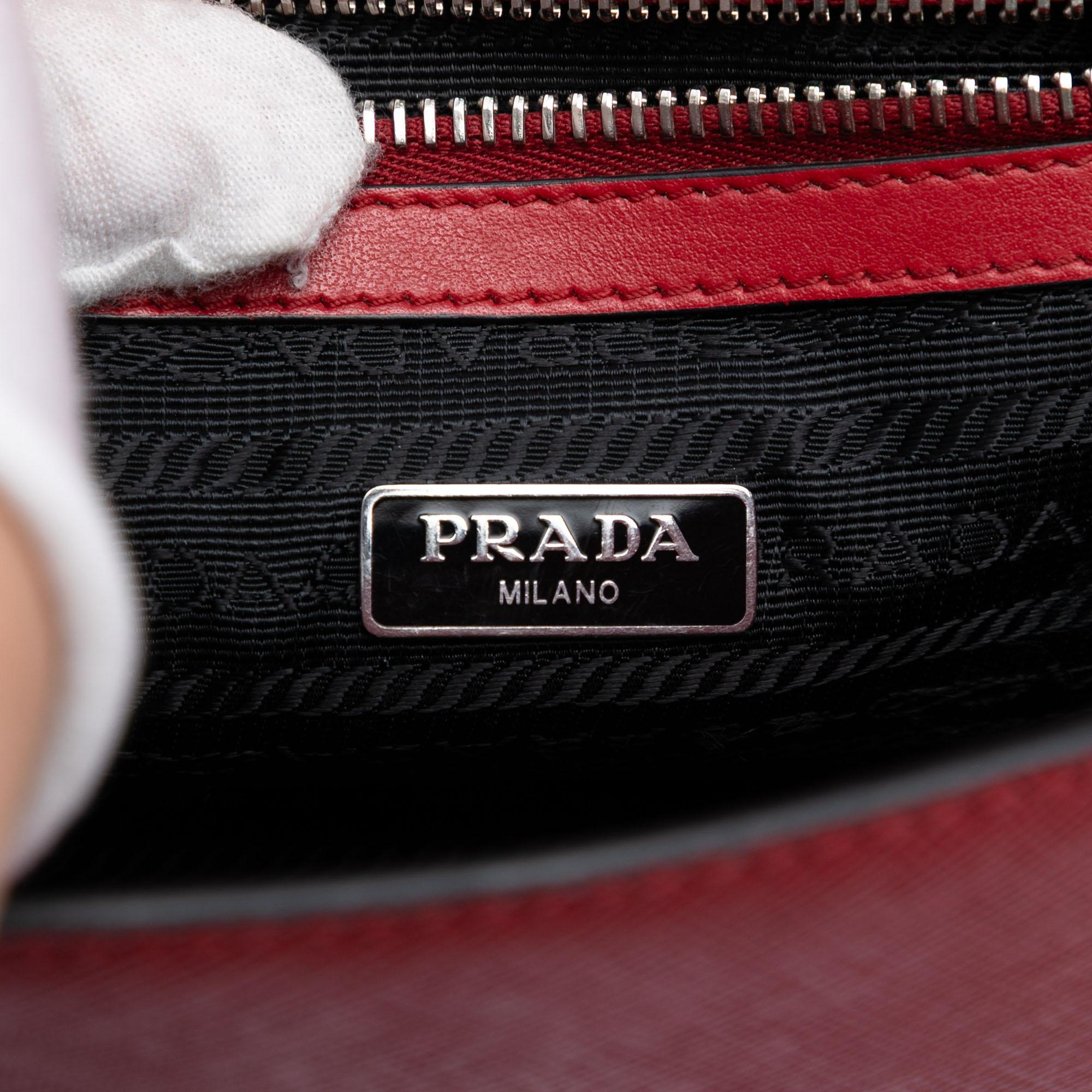 Prada Saffiano Double Turn Lock Top Handle Bag