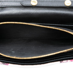Prada Saffiano Floral Print Wallet on Strap