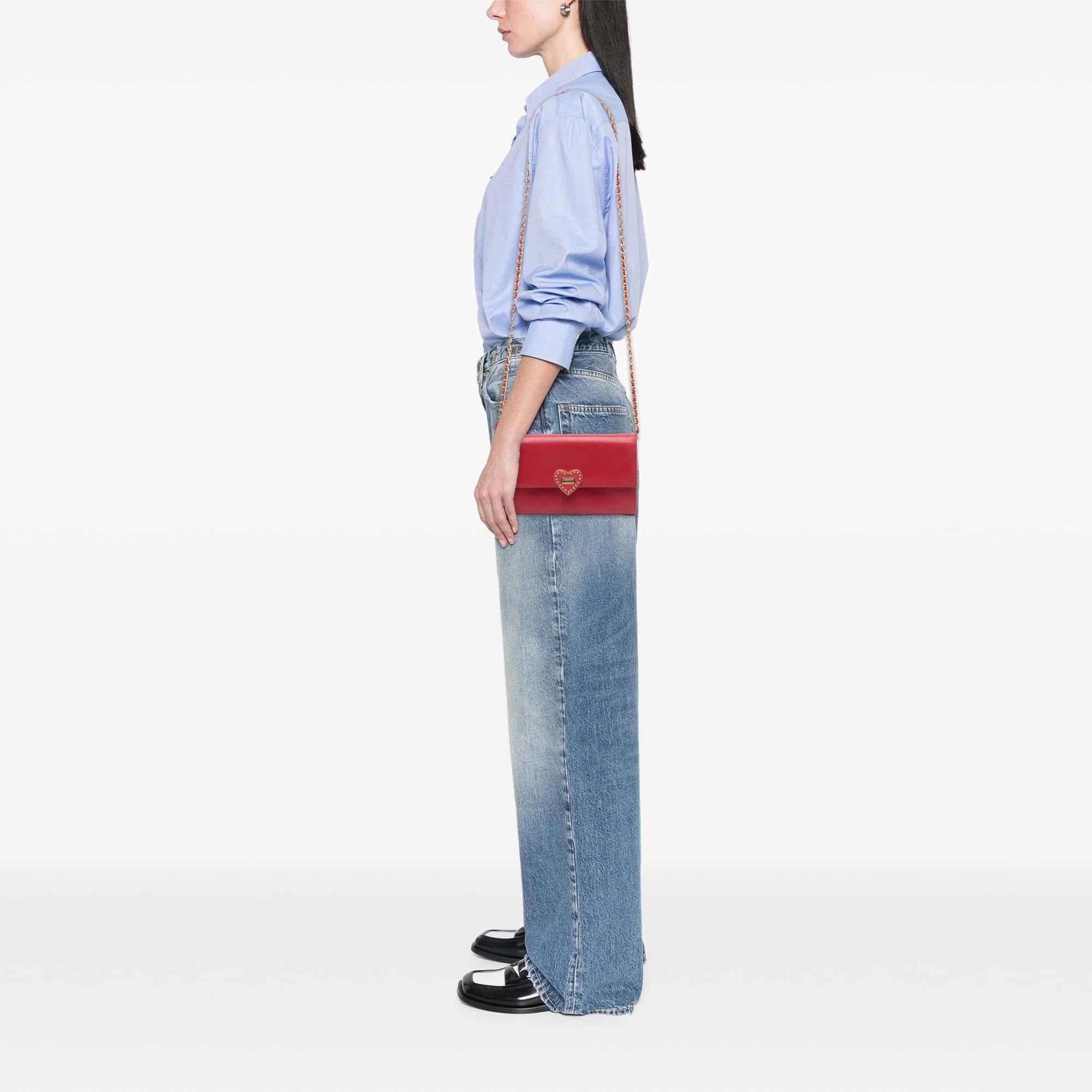 Prada Saffiano Heart Wallet On Chain