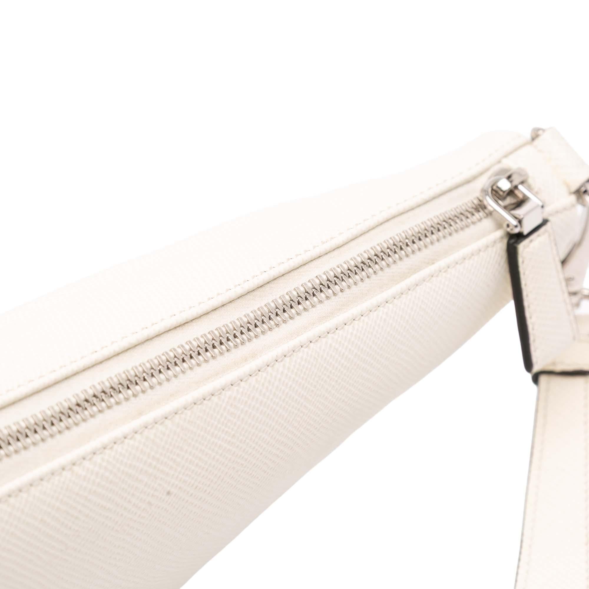 Prada Saffiano Logo Embossed Triangle Wristlet Pouch