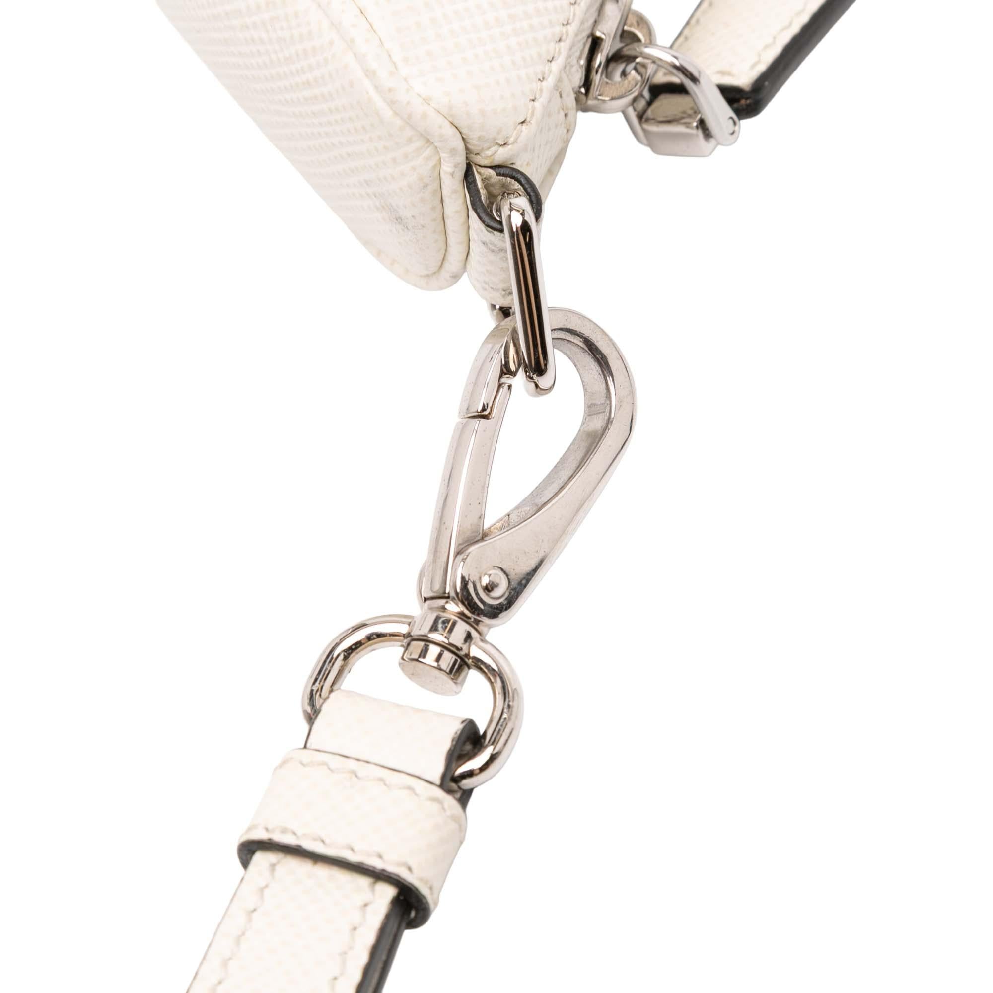 Prada Saffiano Logo Embossed Triangle Wristlet Pouch