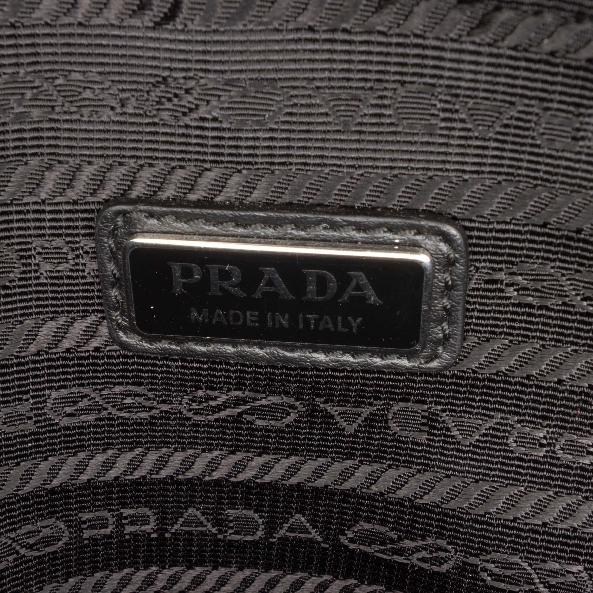 Prada Saffiano Logo Embossed Triangle Wristlet Pouch