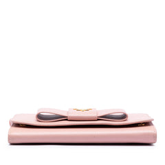 Prada Saffiano Lux Bow Wallet On Strap