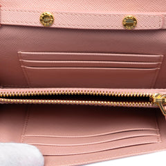 Prada Saffiano Lux Bow Wallet On Strap