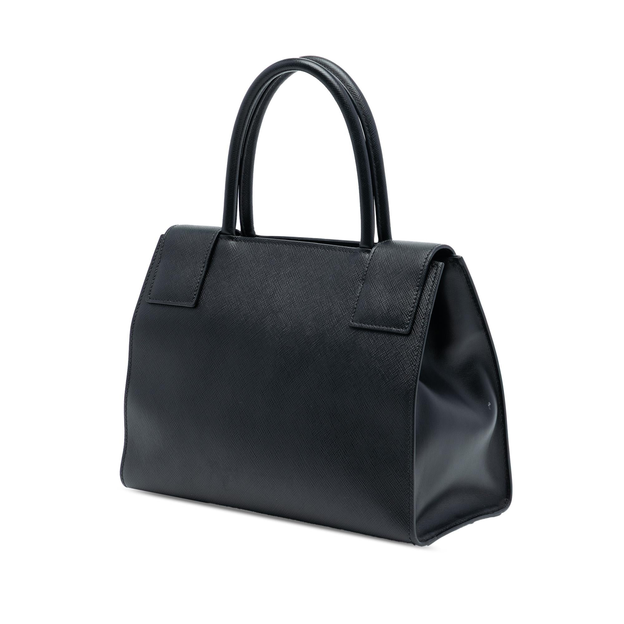 Prada Saffiano Lux Embossed Logo Convertible Tote
