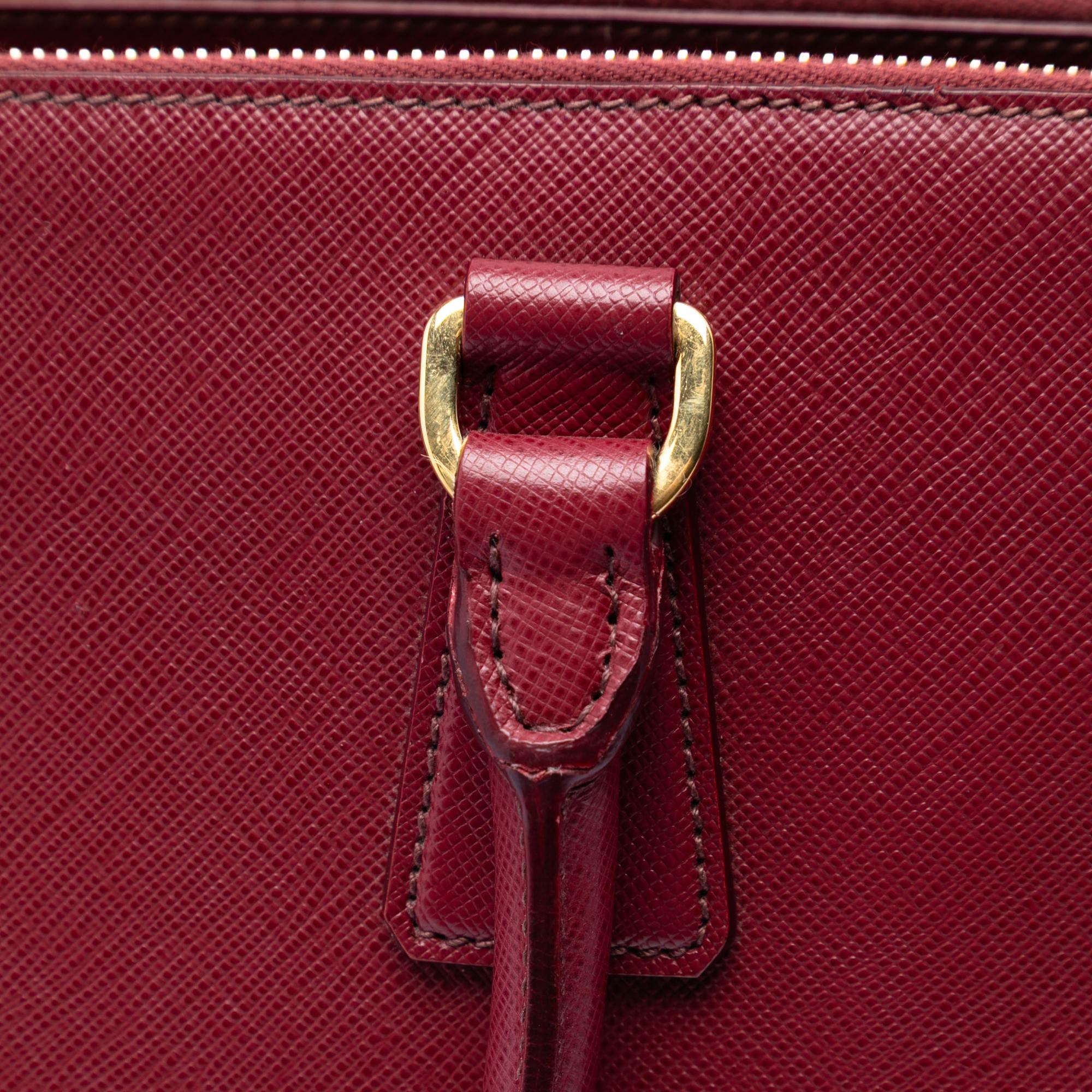 Prada Saffiano Lux Galleria Double Zip Front Pocket Satchel