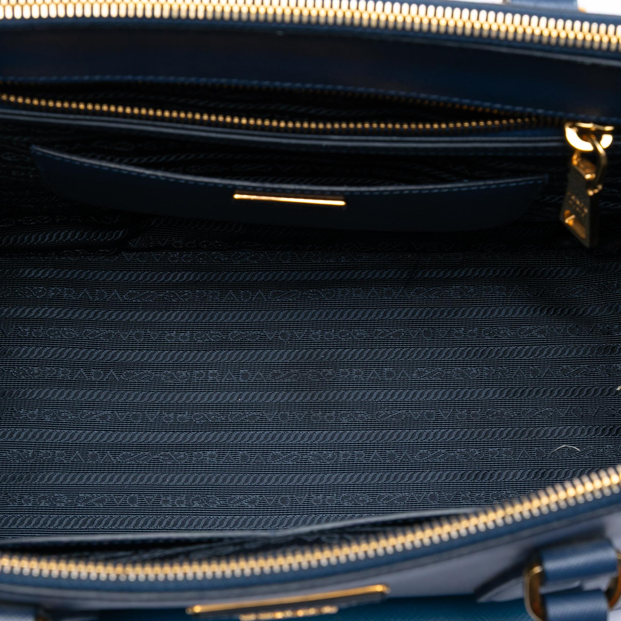 Prada Saffiano Lux Galleria Double Zip Front Pocket Satchel