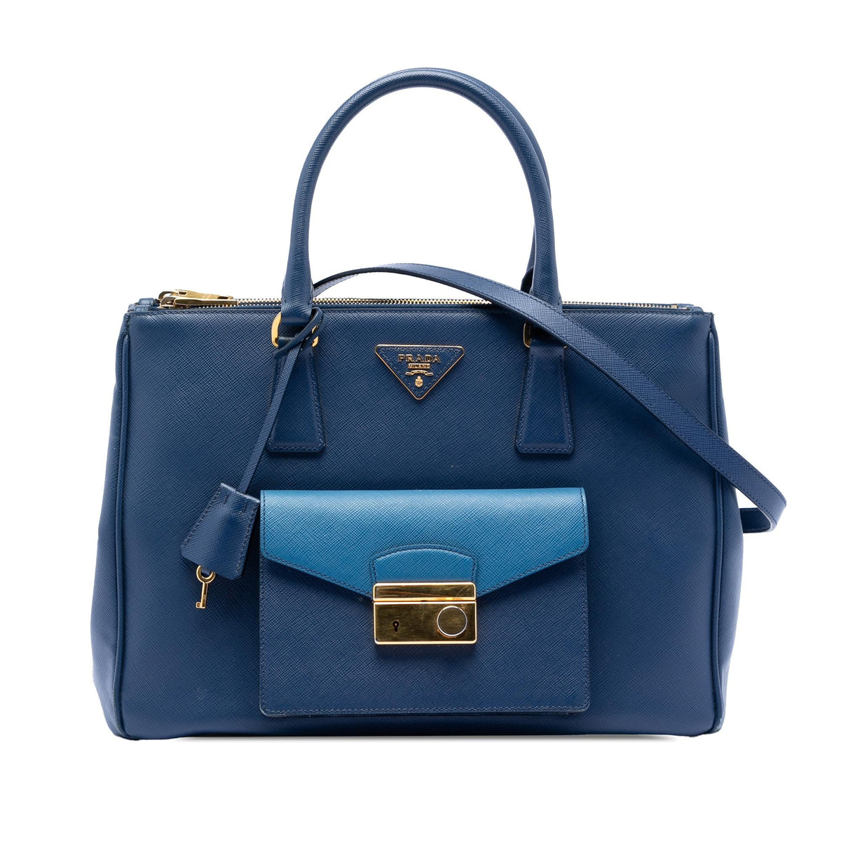 Prada Saffiano Lux Galleria Double Zip Front Pocket Satchel