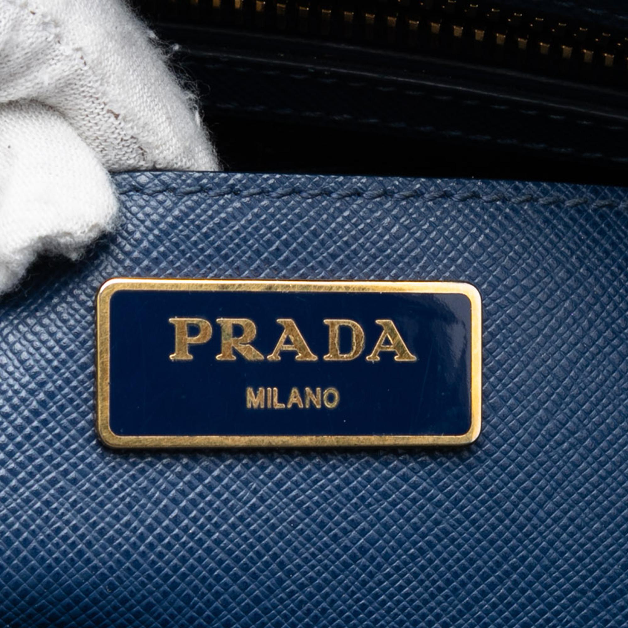 Prada Saffiano Lux Galleria Double Zip Front Pocket Satchel