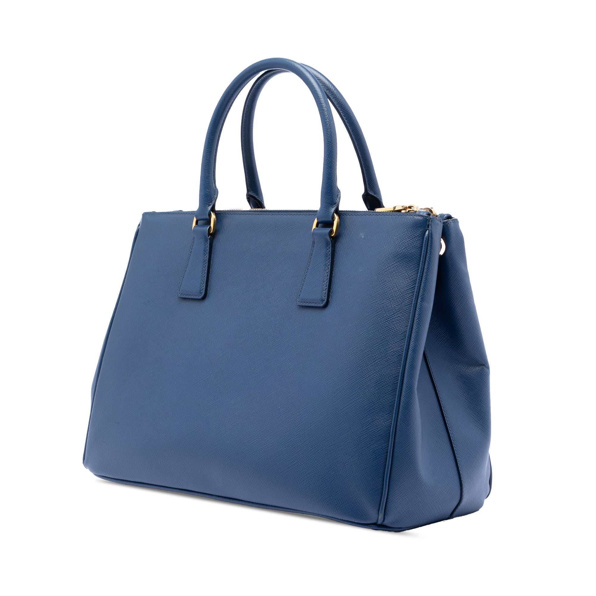 Prada Saffiano Lux Galleria Double Zip Front Pocket Satchel