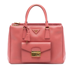 Prada Saffiano Lux Galleria Double Zip Front Pocket Satchel