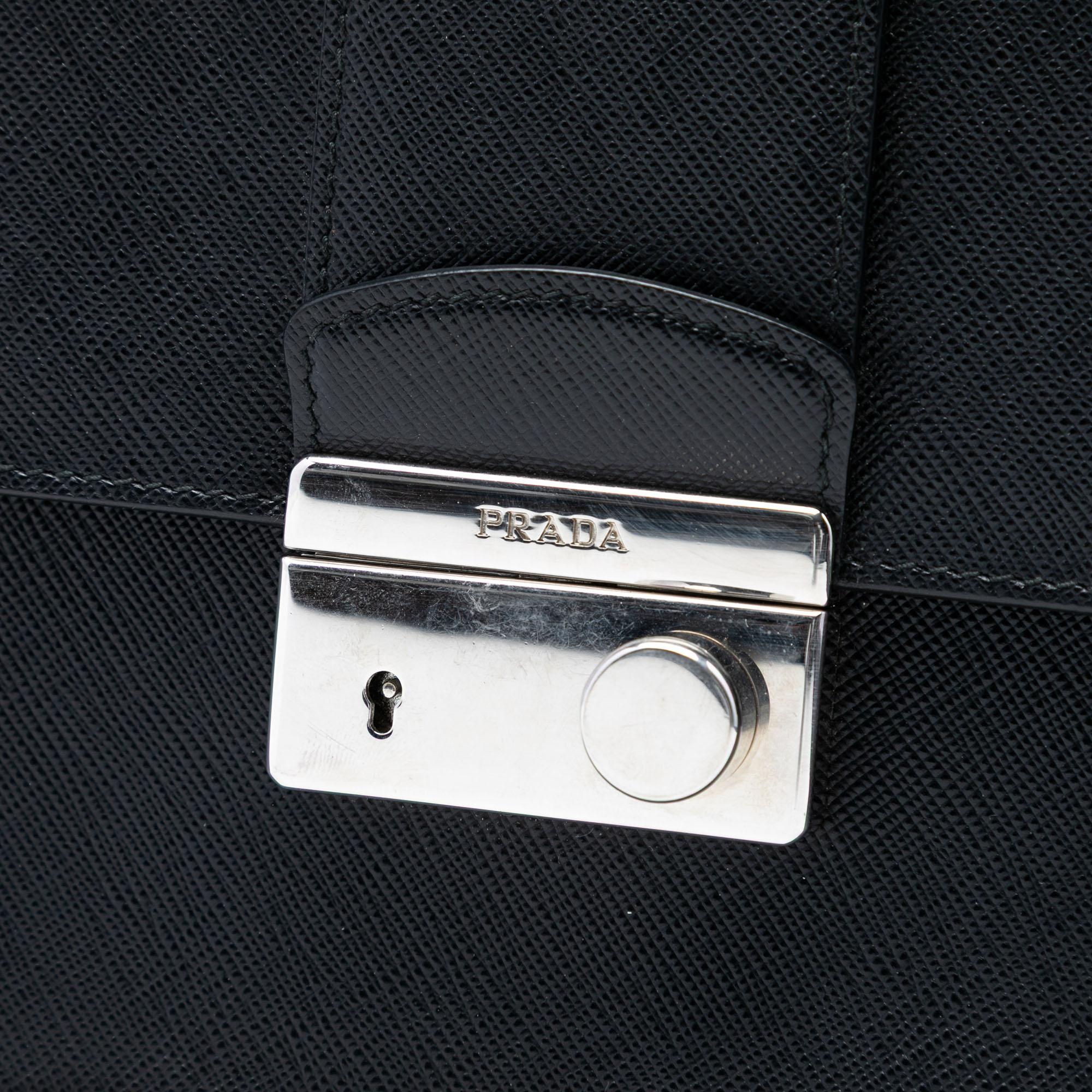 Prada Saffiano Lux Sound Lock Crossbody