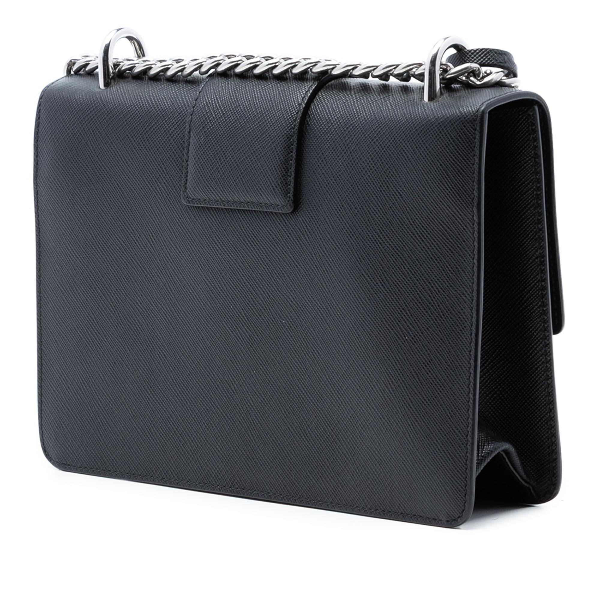 Prada Saffiano Lux Sound Lock Crossbody