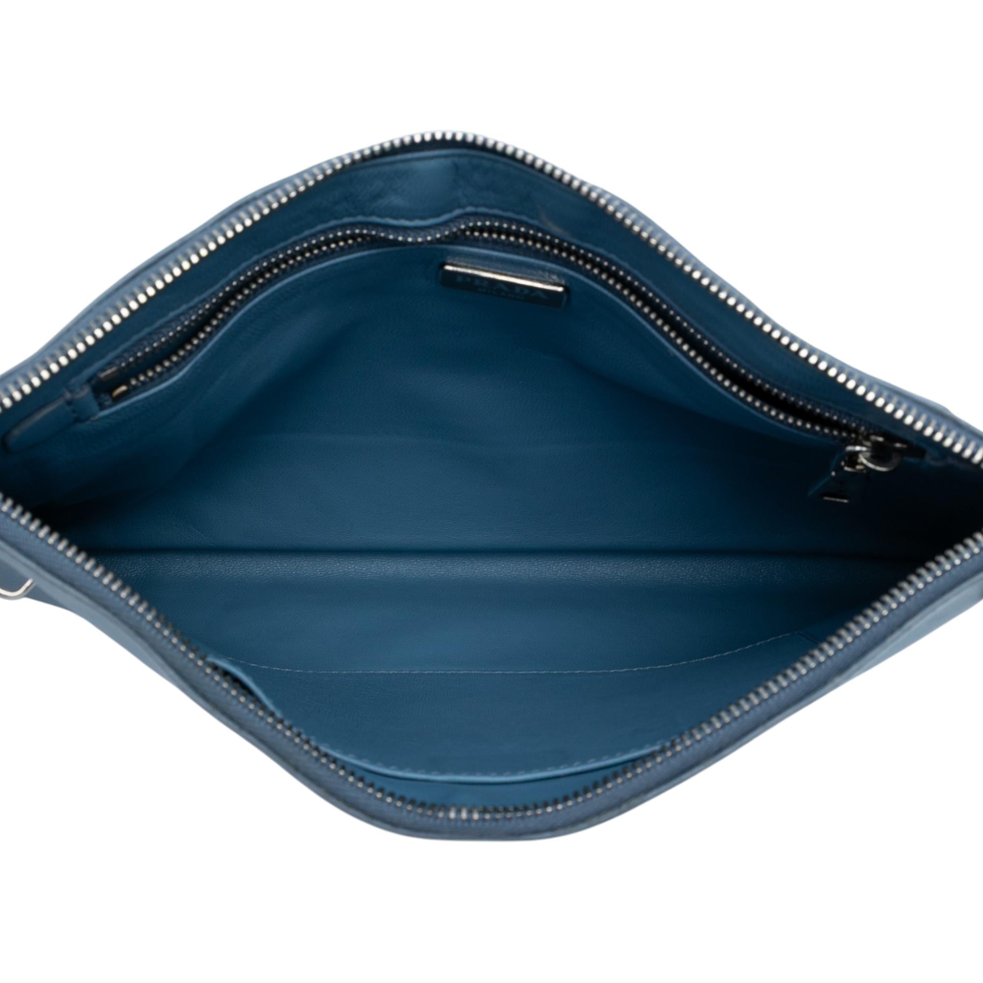 Prada Saffiano Lux Zip Clutch