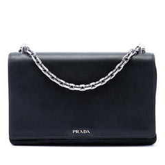 Prada Saffiano Lux and Tessuto Chain Crossbody