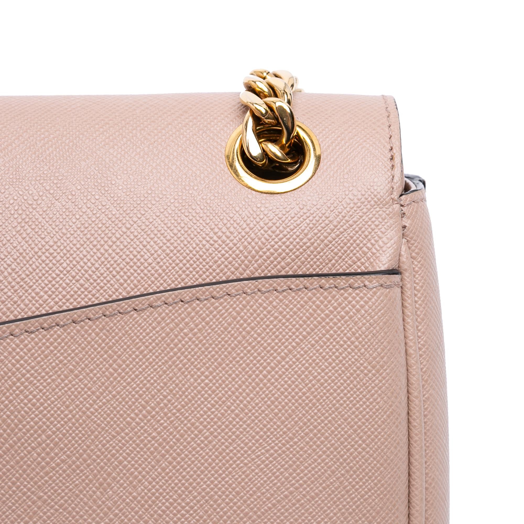Prada Saffiano Pattina Chain Crossbody