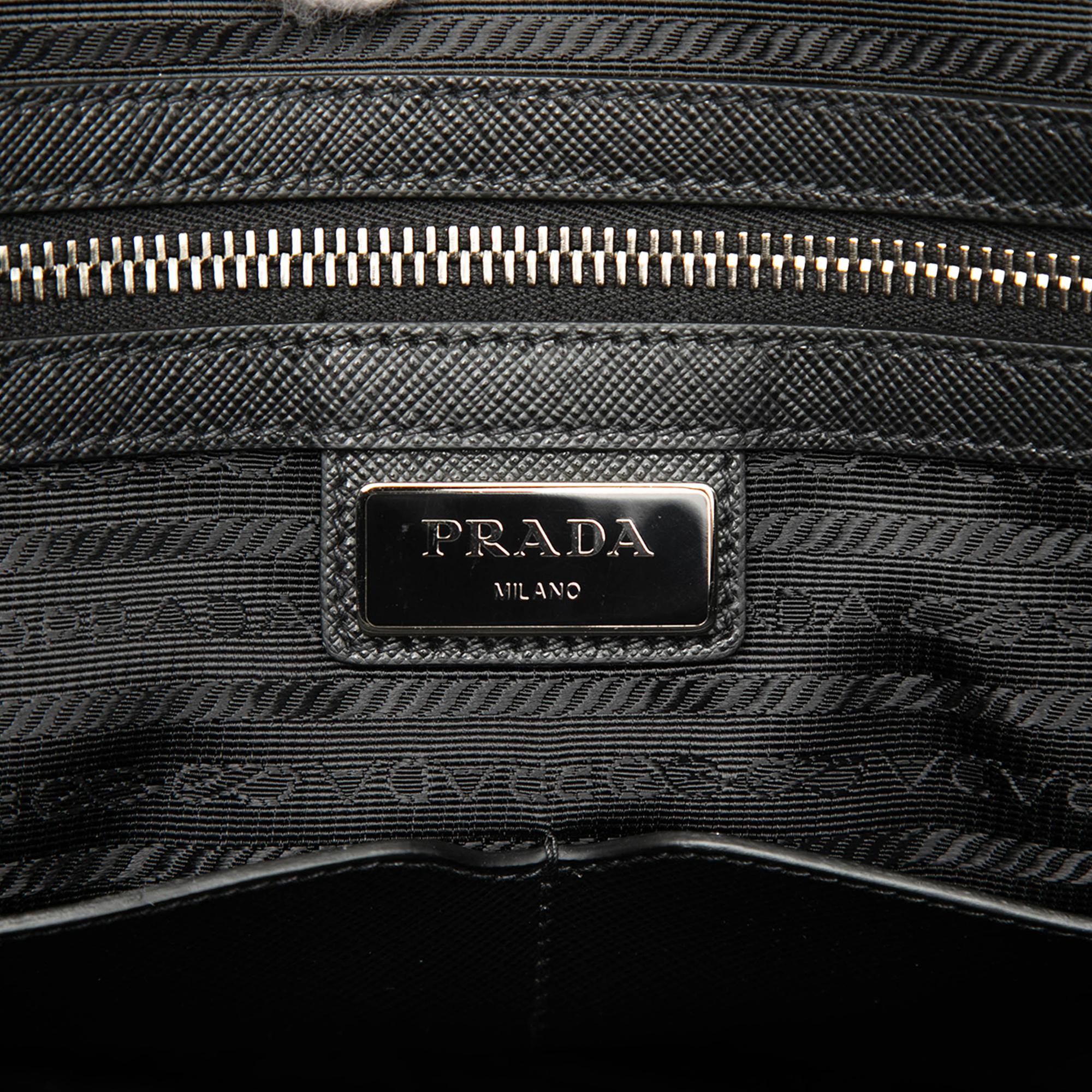 Prada Saffiano Striped Business Bag