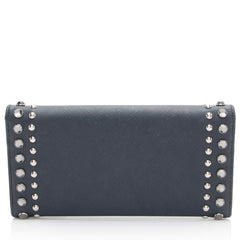 Prada Saffiano Studded Crystal Continental Wallet