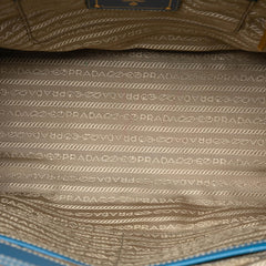 Prada Saffiano Trimmed Canvas Canapa Logo Double Zip Satchel