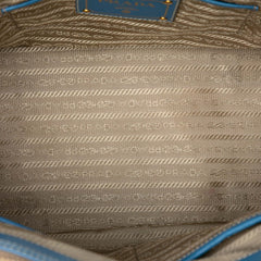 Prada Saffiano Trimmed Canvas Canapa Logo Double Zip Satchel
