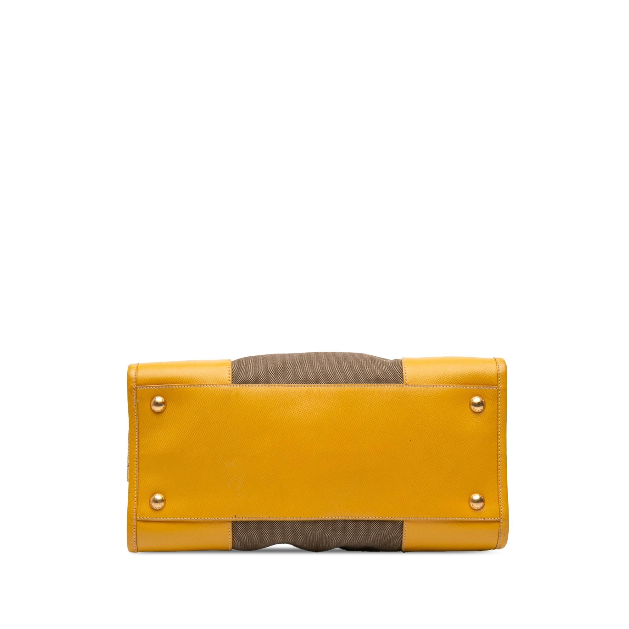 Prada Saffiano Trimmed Canvas Canapa Logo Satchel