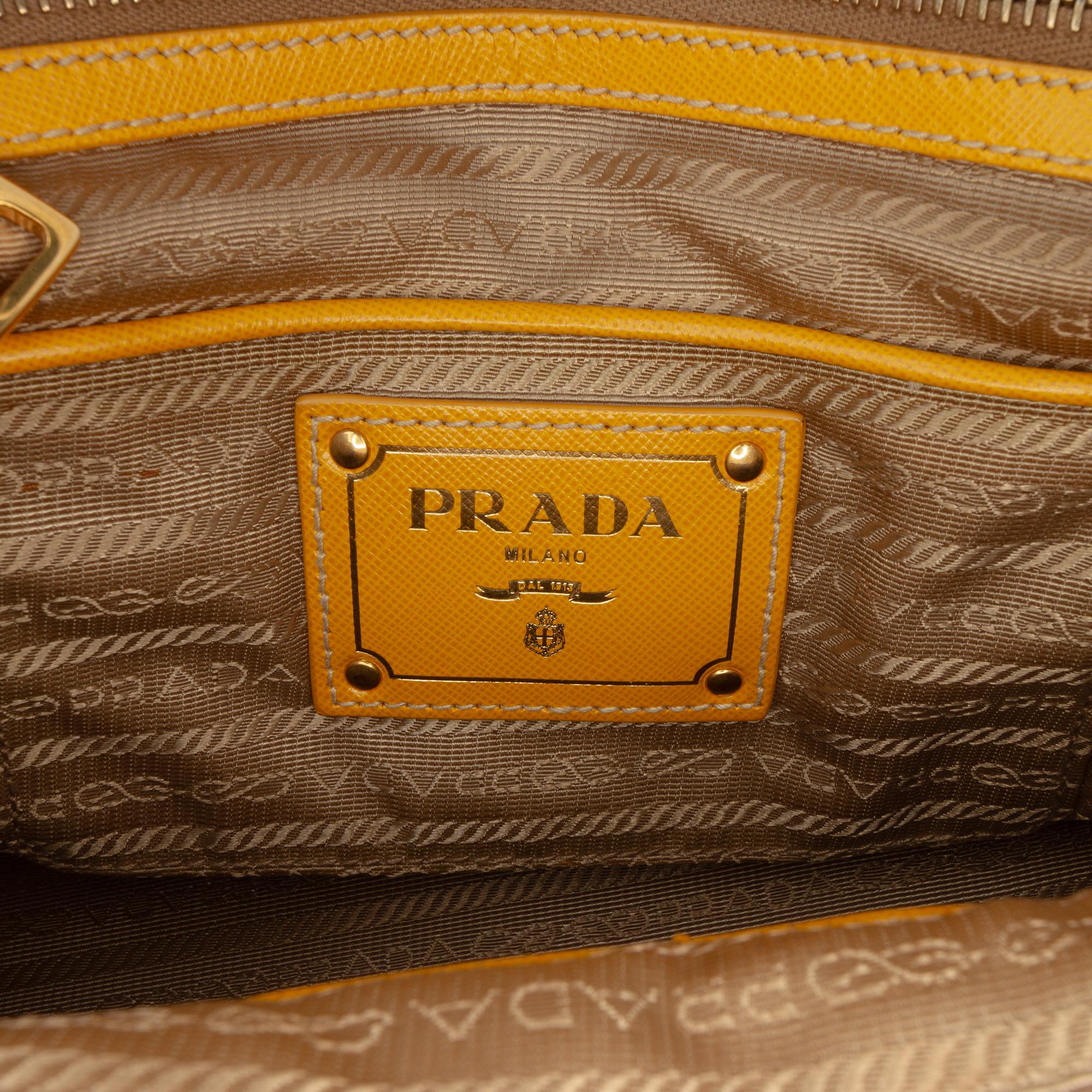 Prada Saffiano Trimmed Canvas Canapa Logo Satchel