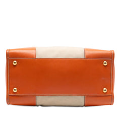 Prada Saffiano Trimmed Canvas Canapa Satchel