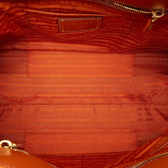 Prada Saffiano Trimmed Canvas Canapa Satchel