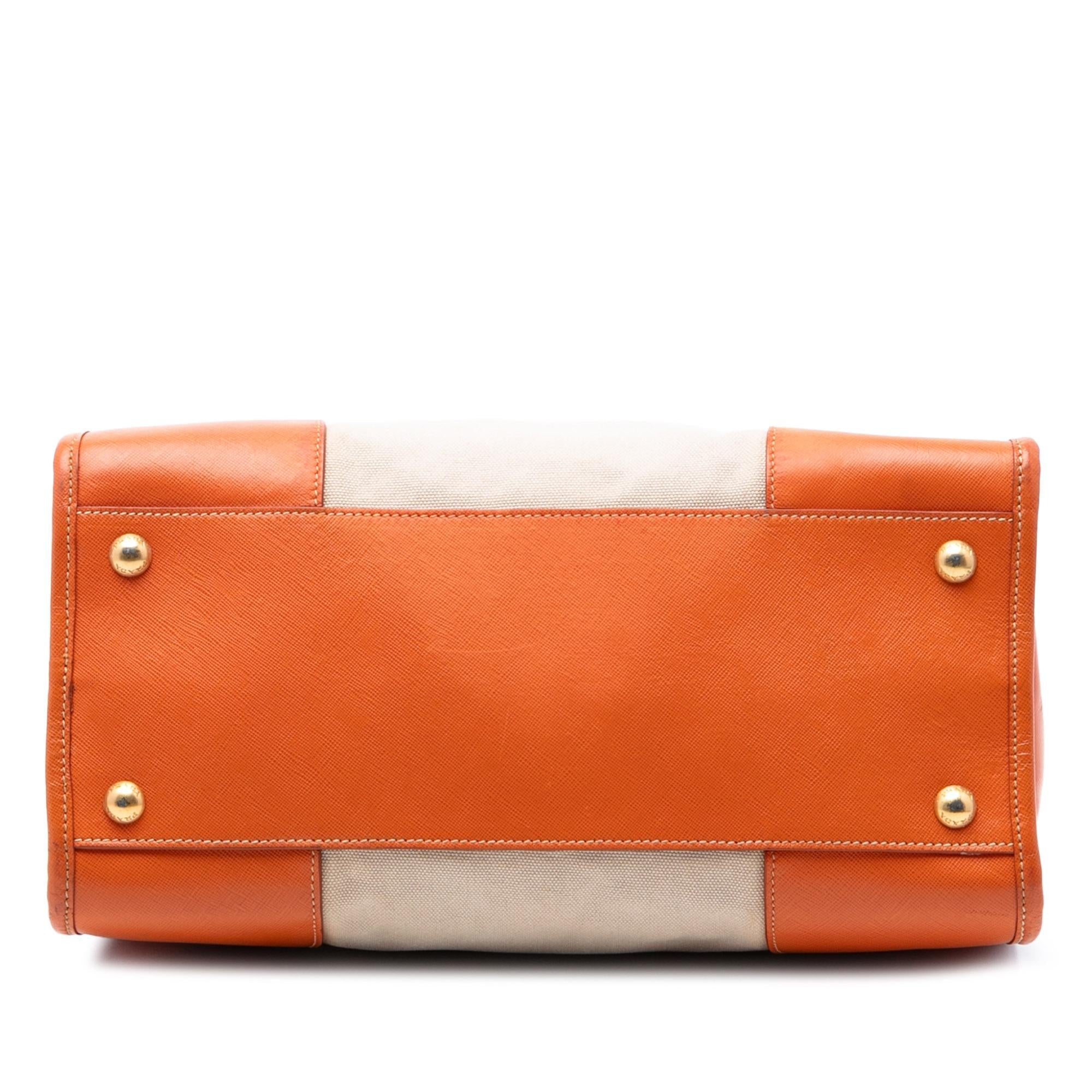 Prada Saffiano Trimmed Canvas Canapa Satchel