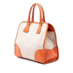 Prada Saffiano Trimmed Canvas Canapa Satchel