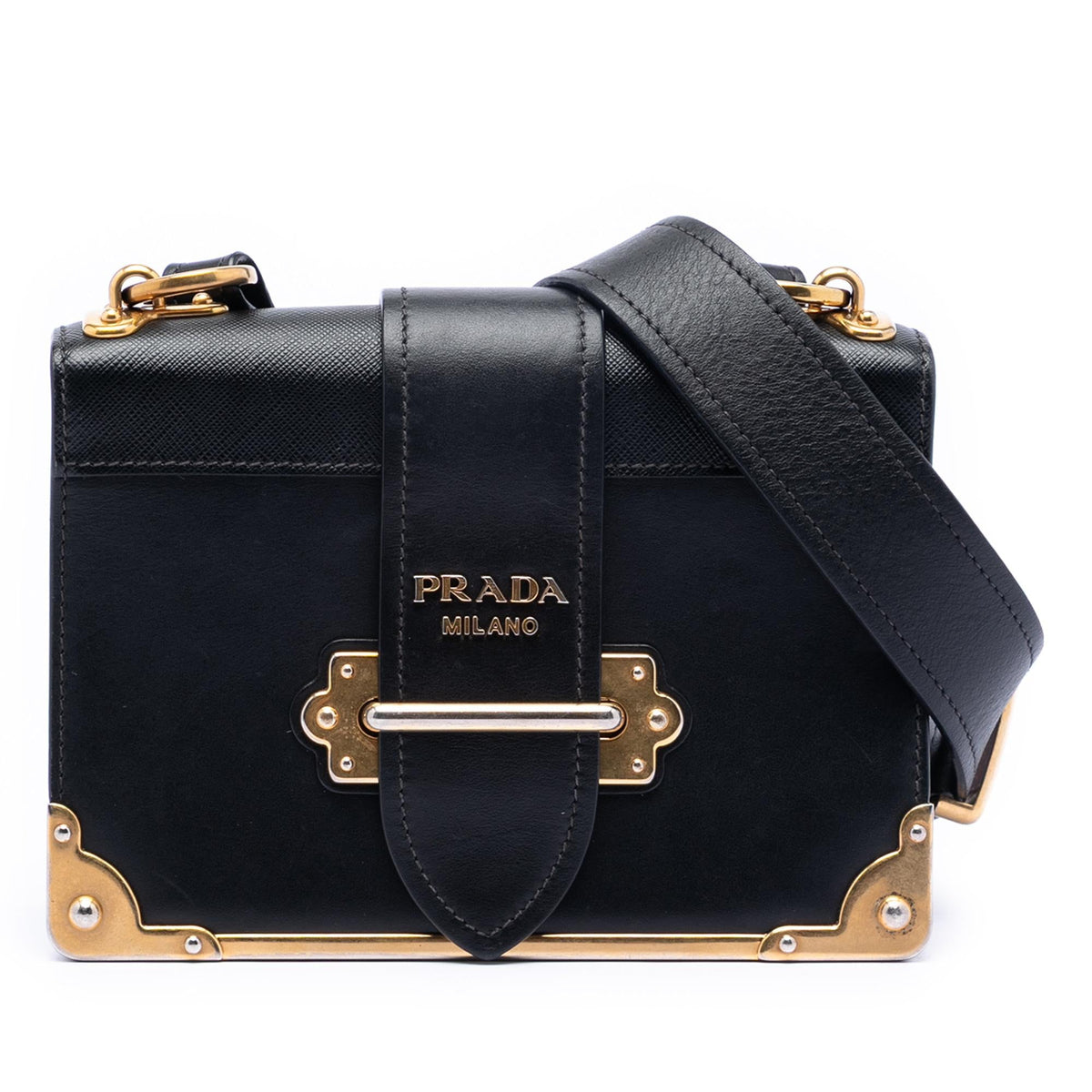 Prada Saffiano Trimmed City Calf Cahier Crossbody