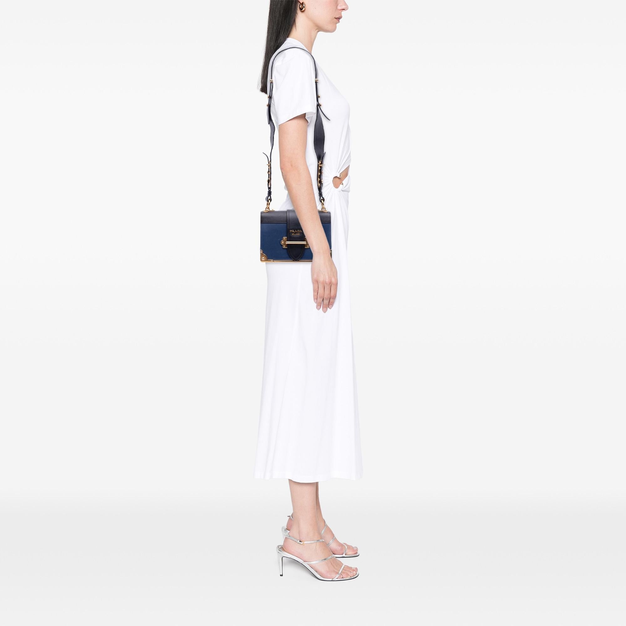 Prada Saffiano Trimmed City Calf Cahier Crossbody