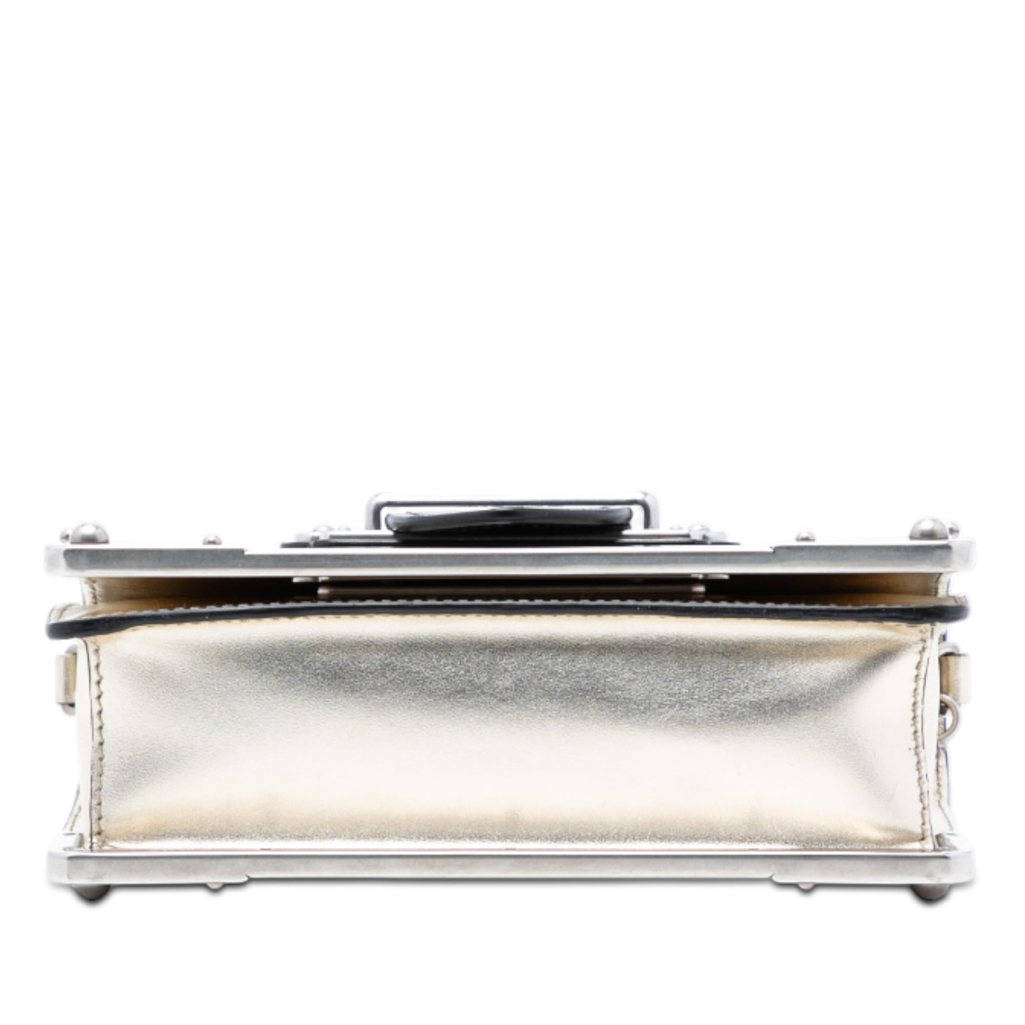 Prada Saffiano Trimmed Metallic Vitello Cahier Bag