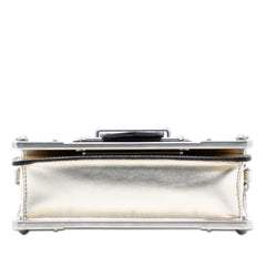 Prada Saffiano Trimmed Metallic Vitello Cahier Bag