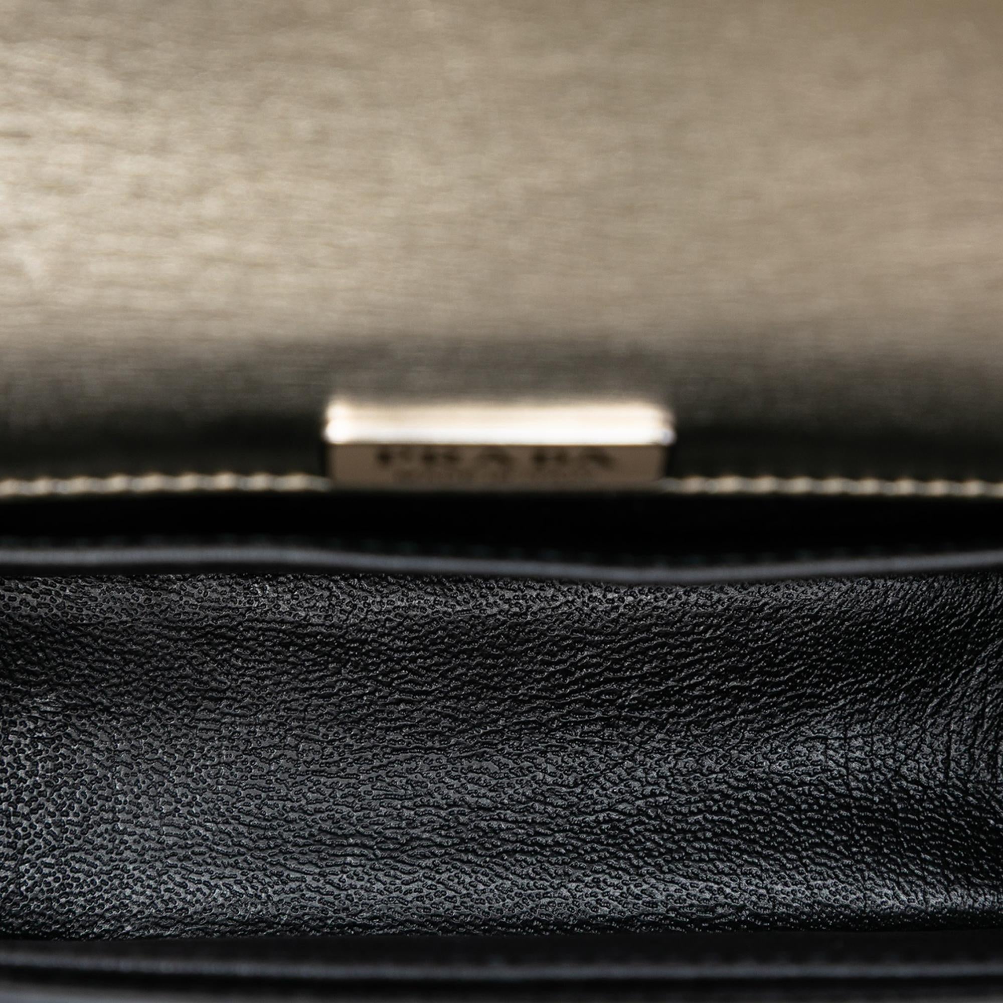 Prada Saffiano Trimmed Metallic Vitello Cahier Bag